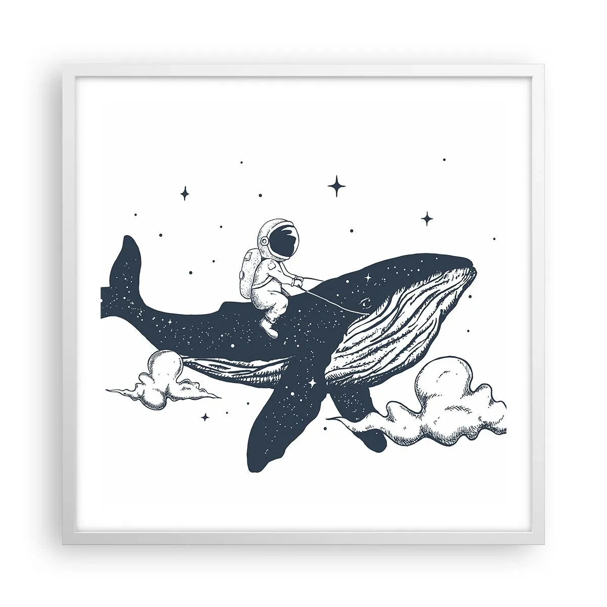Póster en marco blanco - Una aventura cósmica - 60x60 cm