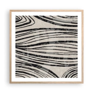 Póster en marco roble claro - Salpicadura de líneas - 60x60 cm