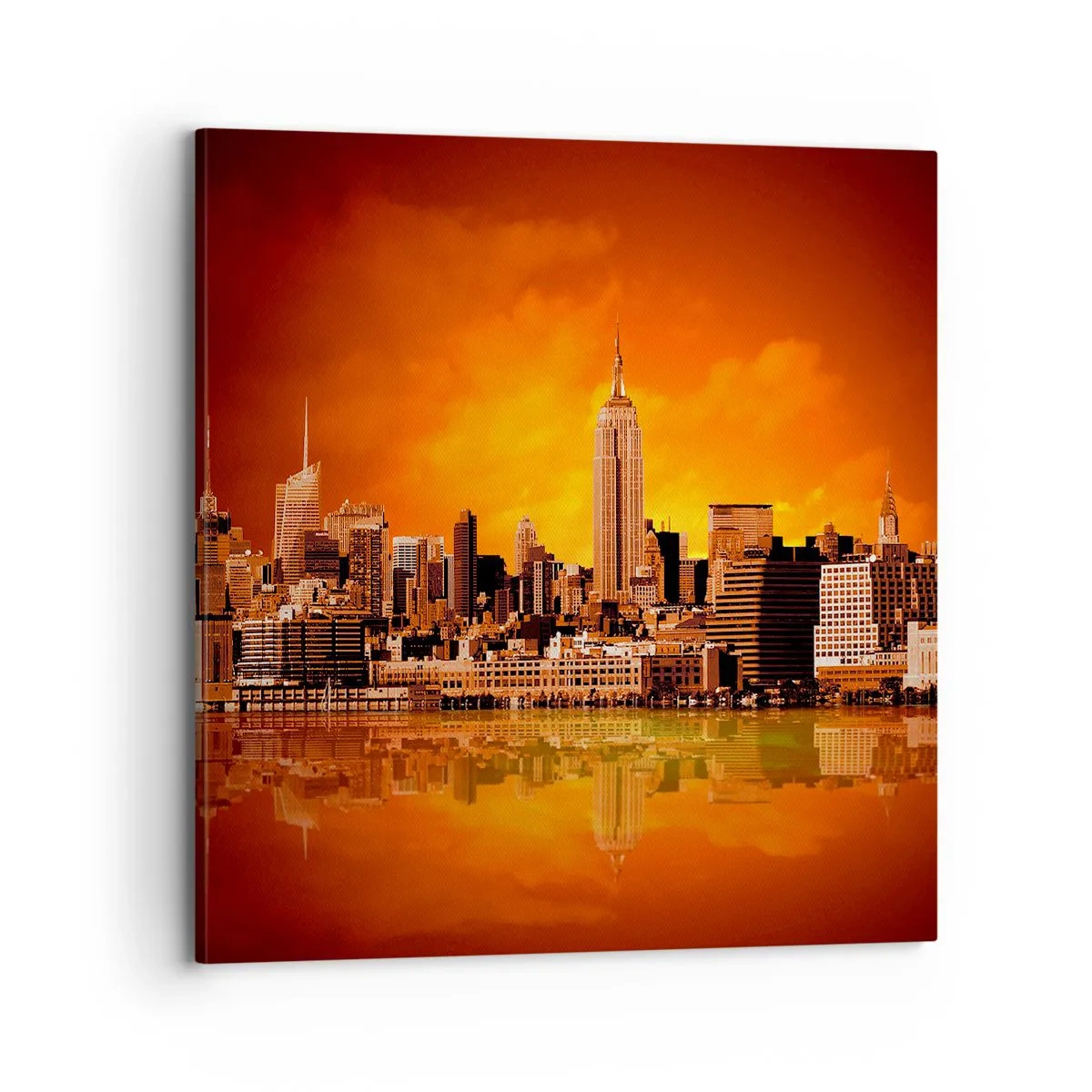 Cuadro sobre lienzo - Impresión de Imagen - Un panorama de la ciudad en amarillo y marrón - 70x70 cm