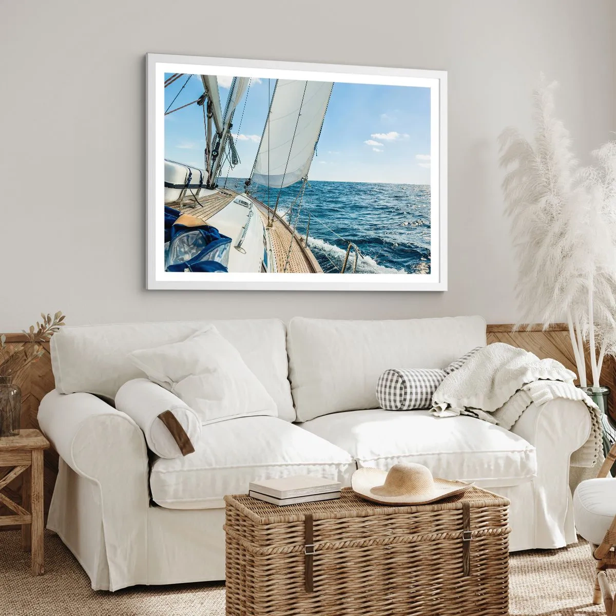 Póster en marco blanco - Ahoy, a la aventura - 100x70 cm