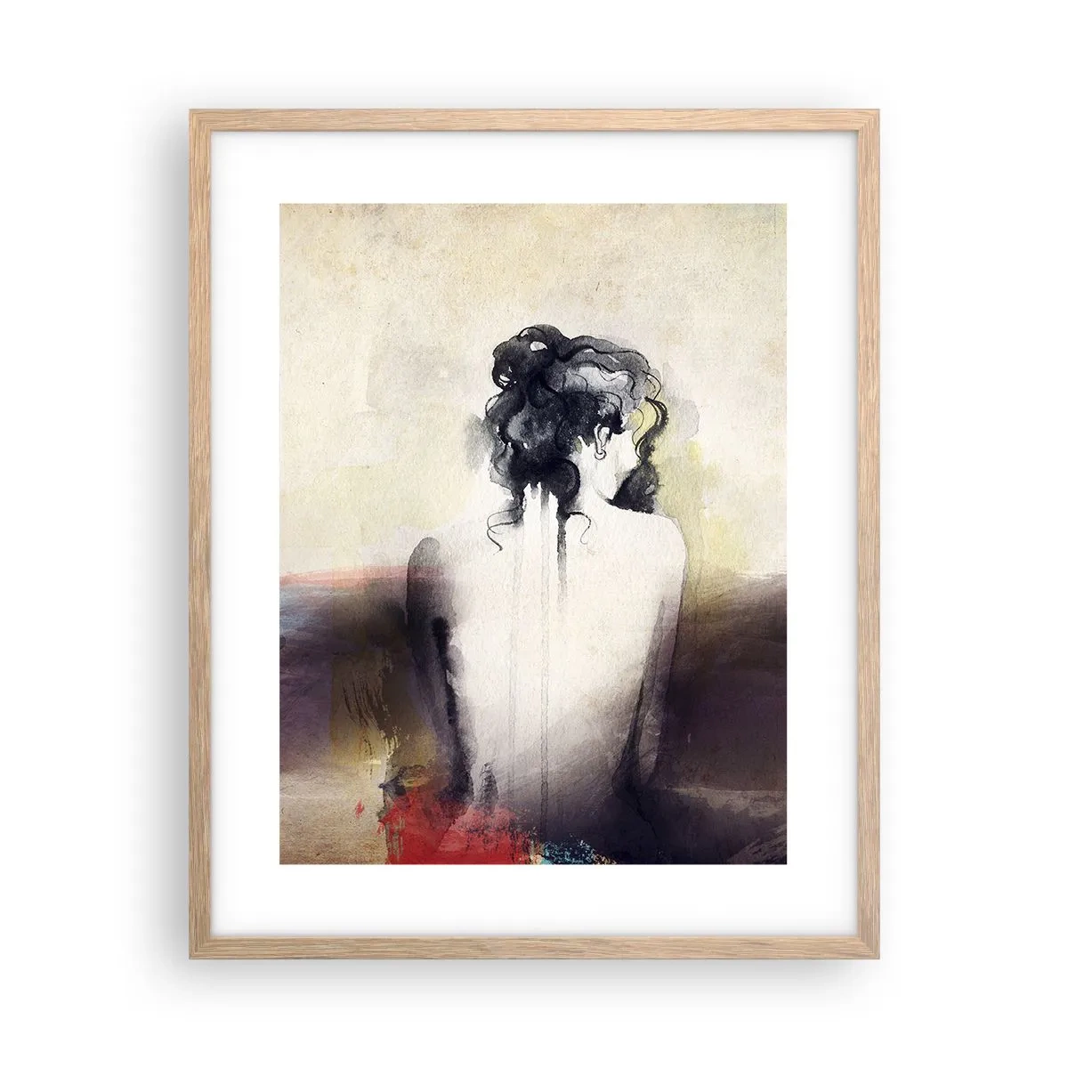 Póster en marco roble claro - Líneas suaves, formas ovaladas - 40x50 cm