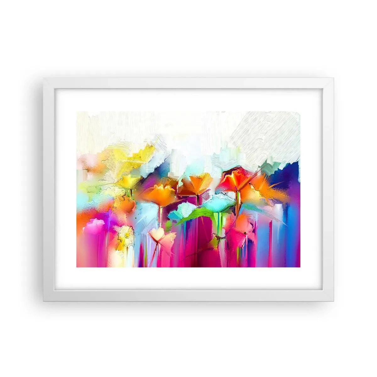 Póster en marco blanco - Un arco iris ha florecido - 40x30 cm