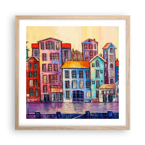 Póster en marco roble claro - Una ciudad como un cuento de hadas - 50x50 cm