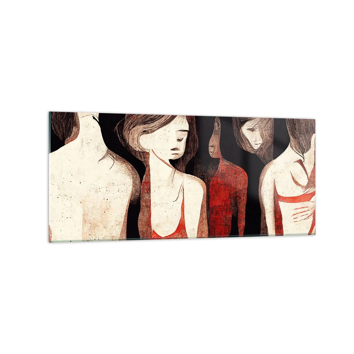 Cuadro sobre vidrio - Impresiones sobre Vidrio - Figuras artísticas en una composición abstracta - 120x50cm - Madonnas de la oscuridad - Decoración de pared moderna para salón y dormitorio ARTTOR