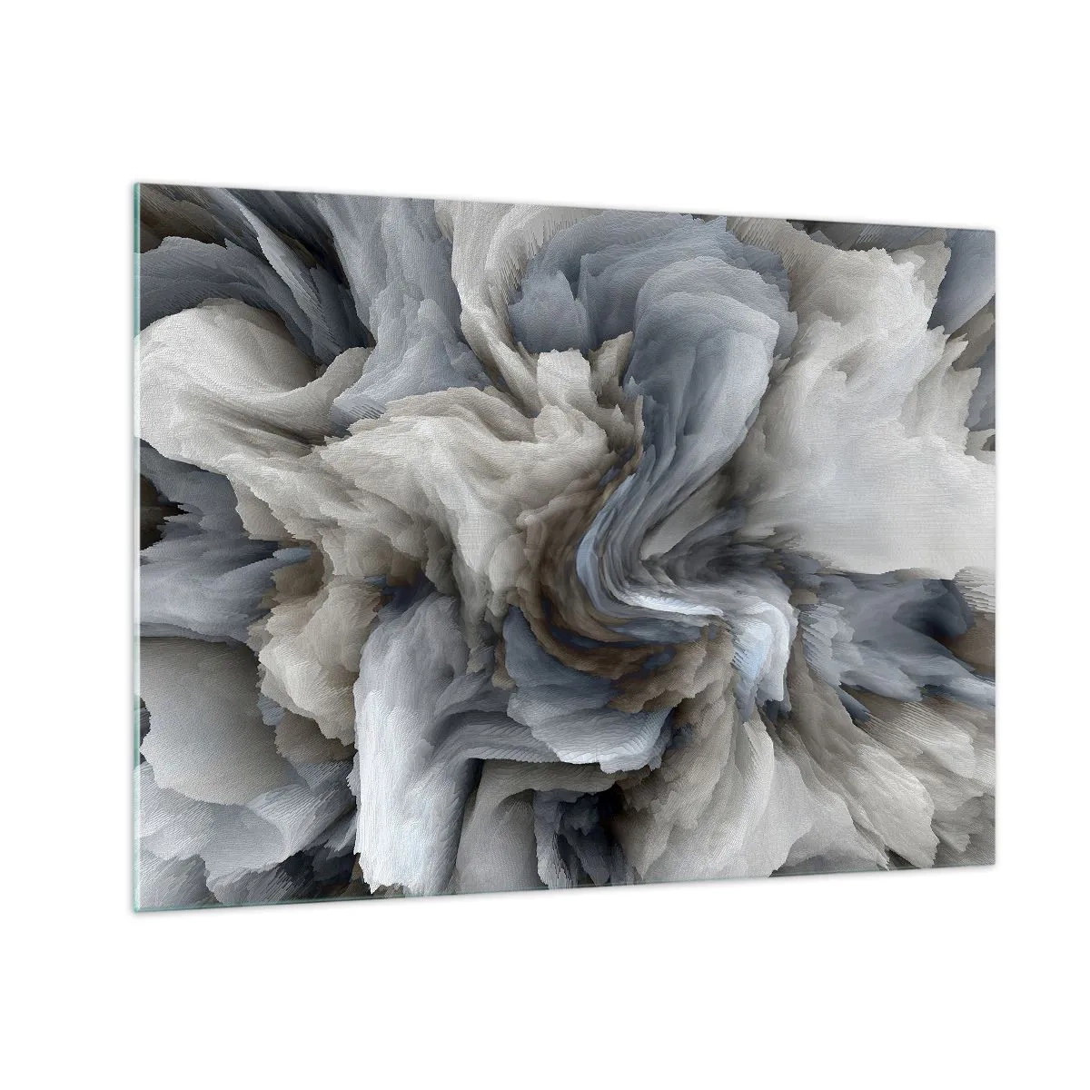 Cuadro sobre vidrio - Impresiones sobre Vidrio - Una composición abstracta que se asemeja a plumas en espiral. - 70x50cm - Piedra y flor - Decoración de pared moderna para salón y dormitorio ARTTOR