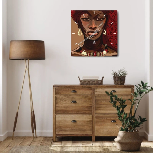 Reloj de pared - Reloj de vidrio - Venus de ébano - 40x40 cm