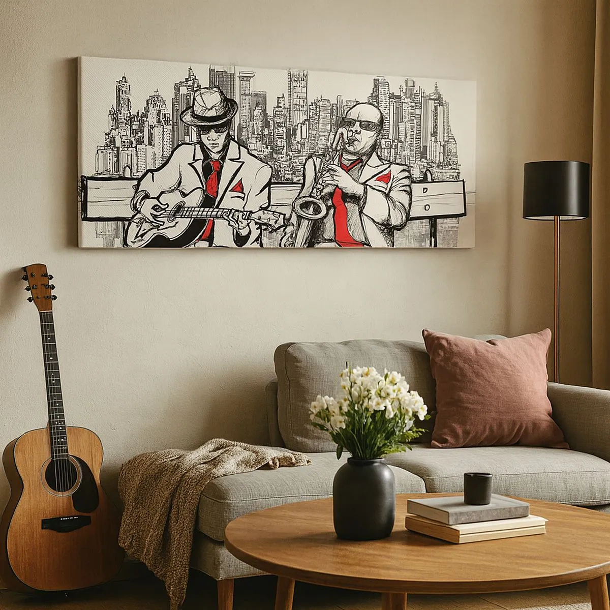 Cuadro sobre lienzo - Impresión de Imagen - Improvisación en Nueva York - 100x40 cm