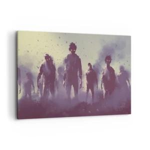 Cuadro sobre lienzo - Impresión de Imagen - Escena oscura con siluetas con ojos amarillos. - 120x80cm - ¡Cuidado! Aquí vienen - Decoración de pared moderna para salón y dormitorio ARTTOR