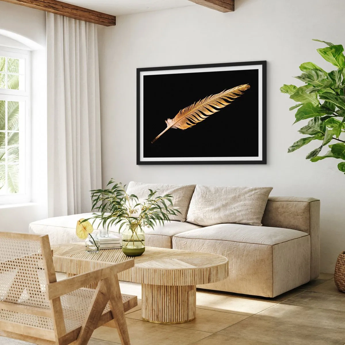 Póster en marco negro - Pluma de alta calidad - 50x40 cm