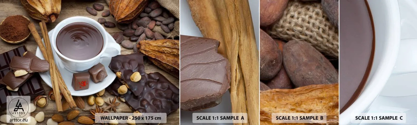 Muestra De Fotomural Standard Eco - Chocolate de ensueño - Gastronomía, Chocolate, Café - 100x30 cm