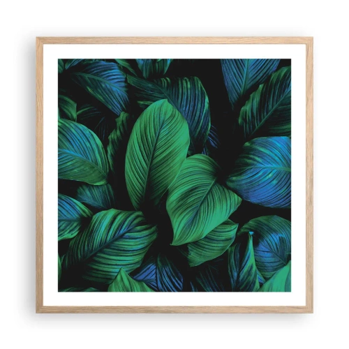 Póster en marco roble claro - En la multitud verde - 60x60 cm