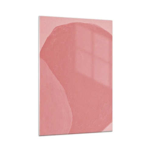 Cuadro sobre vidrio - Impresiones sobre Vidrio - Abstracción delicada en tonos rosa, formas orgánicas y minimalismo. - 70x100cm - Composición orgánica en rosa - Decoración de pared moderna para salón y dormitorio ARTTOR