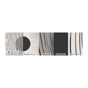 Muestra de fotomural autoadhesivo Deluxe Sticker - Media composición - Abstracción, Pedazo, En blanco y negro - 100x30 cm