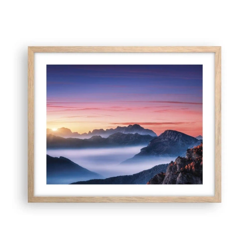 Póster en marco roble claro - Sobre los valles - 50x40 cm