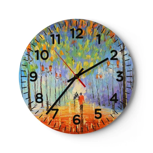 Reloj de pared - Reloj de vidrio - La canción nocturna de la lluvia - 40x40 cm