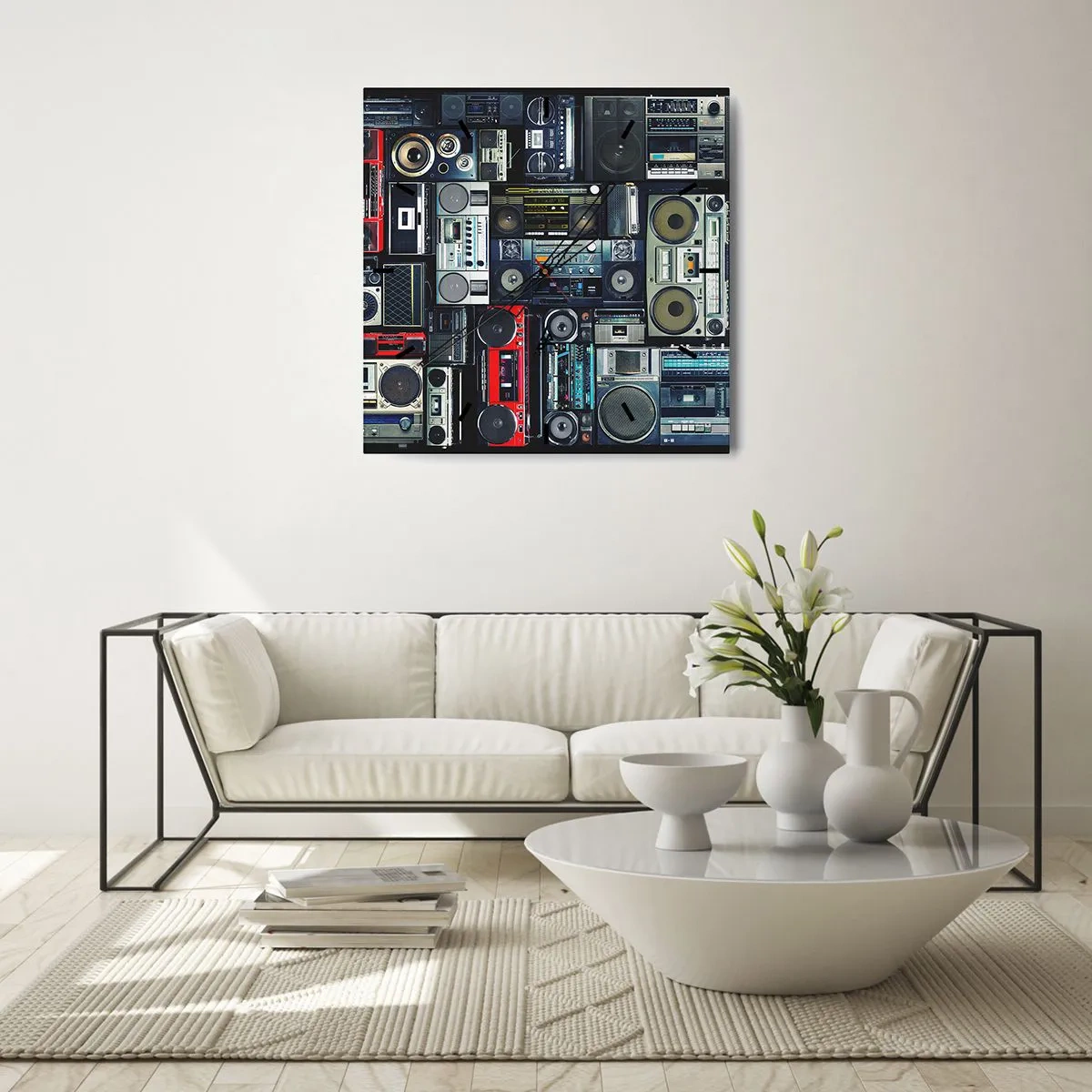 Reloj de pared - Reloj de vidrio - Nostalgia de los 80. - 40x40 cm