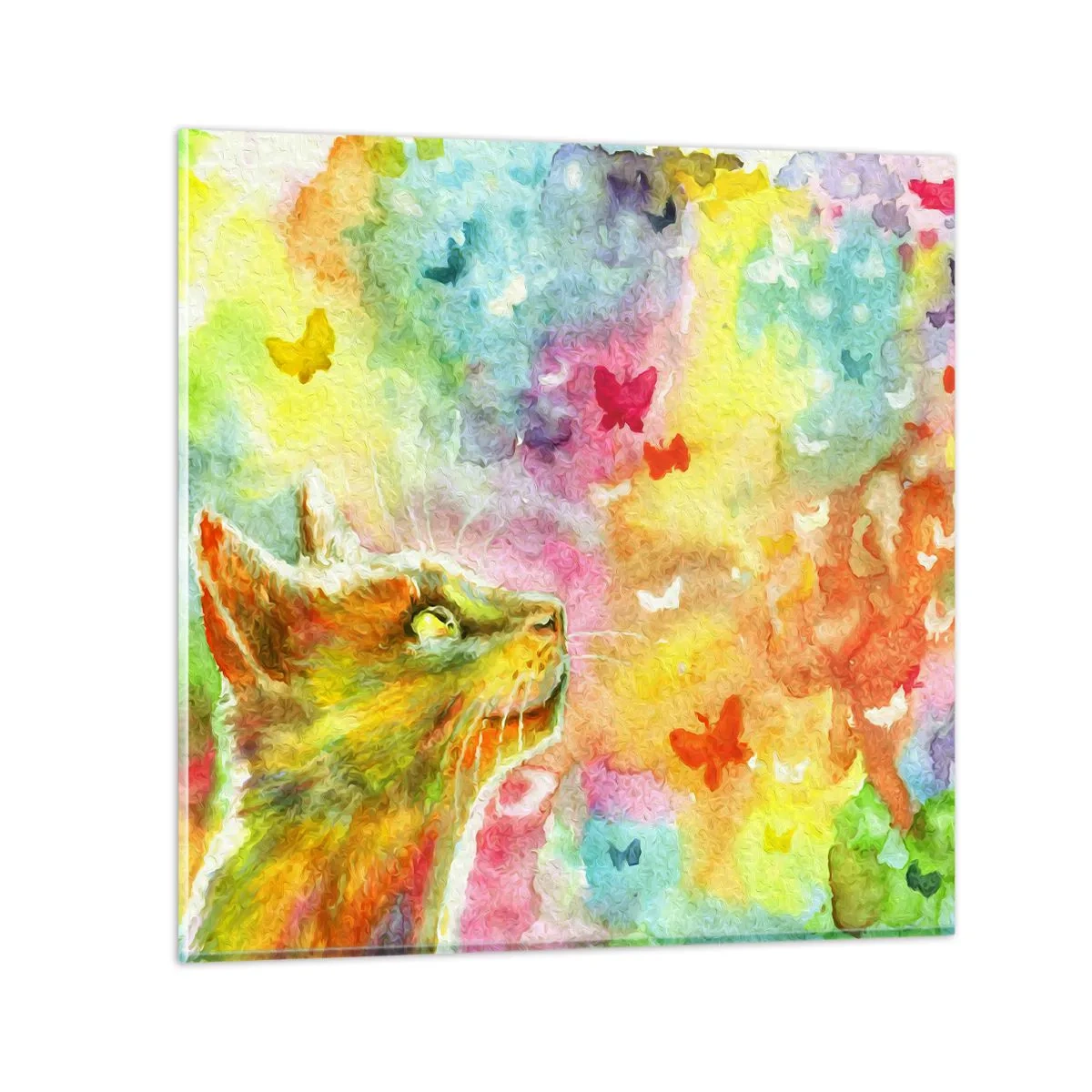Cuadro sobre vidrio - Impresiones sobre Vidrio - En el paraíso de los gatos - 30x30 cm