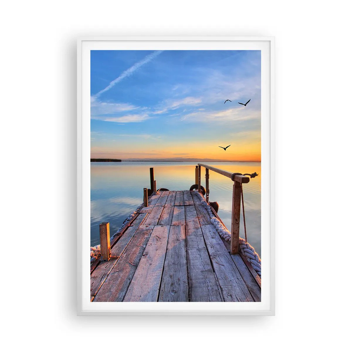 Póster en marco blanco - Caminando hacia el sol - 70x100 cm