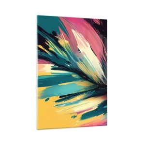 Cuadro sobre vidrio - Impresiones sobre Vidrio - Una composición abstracta en colores intensos y contrastantes. - 80x120cm - Composición - una explosión de alegría - Decoración de pared moderna para salón y dormitorio ARTTOR