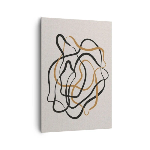 Cuadro sobre lienzo - Impresión de Imagen - Líneas enredadas en negro y dorado sobre un fondo claro. - 70x100cm - Todo ha salido mal - Decoración de pared moderna para salón y dormitorio ARTTOR