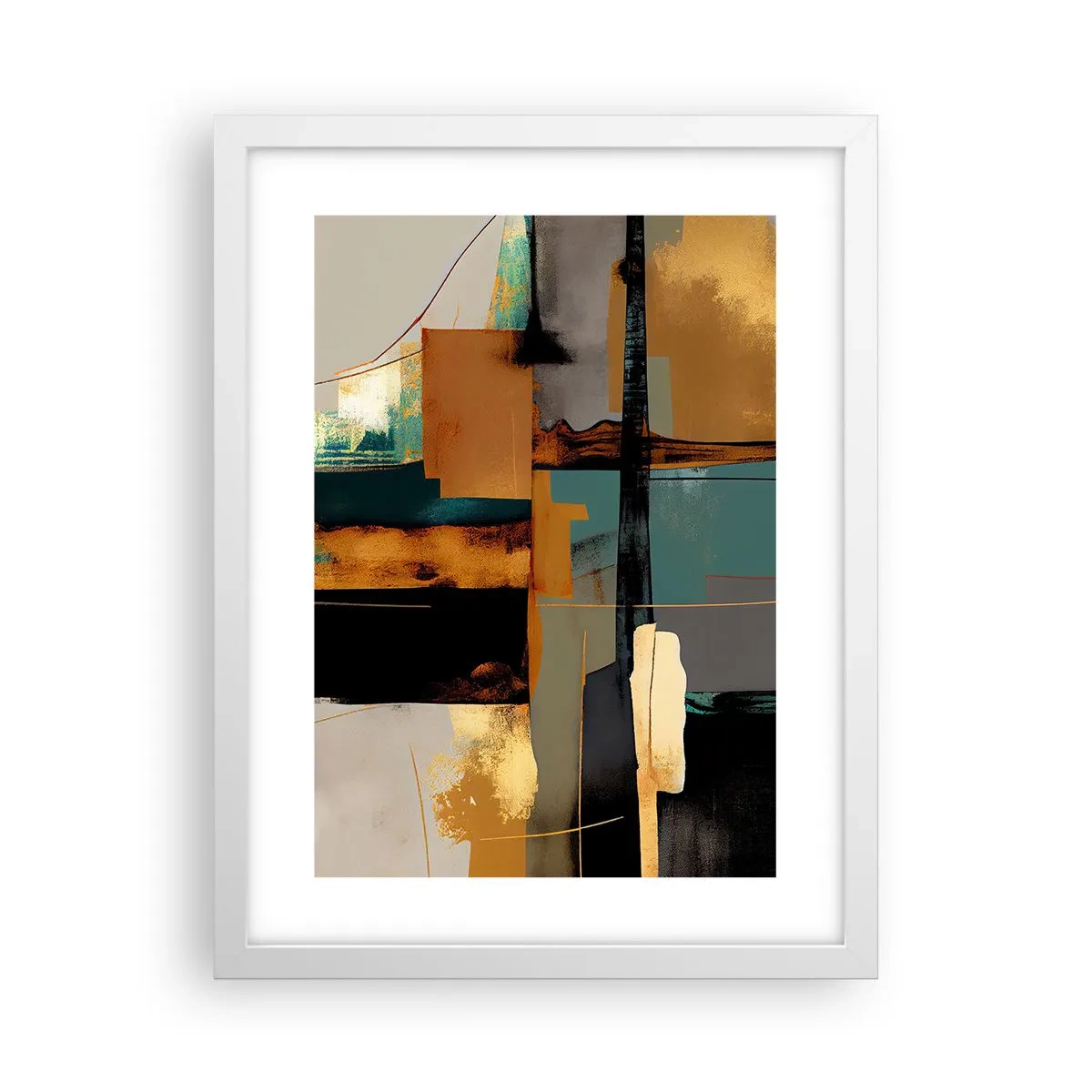 Póster en marco blanco - Abstracción: luces y sombras - 30x40 cm