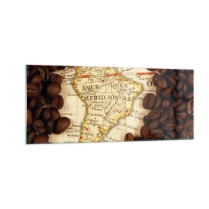 Cuadro sobre vidrio - Impresiones sobre Vidrio - ¿De dónde viene el mejor café? - 100x40 cm