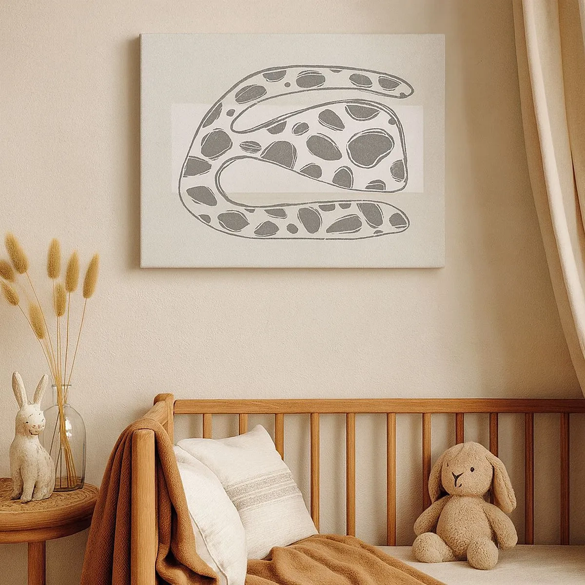 Cuadro sobre lienzo - Impresión de Imagen - Patrón orgánico abstracto en tonos de gris - 70x50cm - Una criatura extraña - Decoración de pared moderna para salón y dormitorio ARTTOR