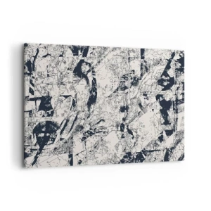 Cuadro sobre lienzo - Impresión de Imagen - Composición abstracta en blanco y negro con un diseño dinámico. - 120x80cm - La interpenetración de los opuestos - Decoración de pared moderna para salón y dormitorio ARTTOR