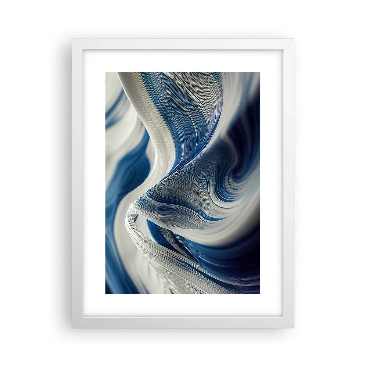 Póster en marco blanco - Fluidez de azul y blanco - 30x40 cm