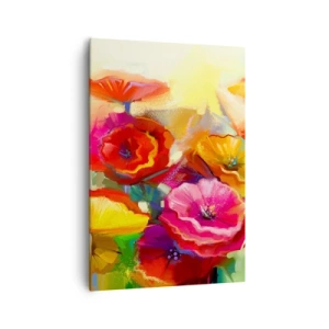 Cuadro sobre lienzo - Impresión de Imagen - Flores abstractas coloridas sobre un fondo claro - 70x100cm - No solo rojo - Decoración de pared moderna para salón y dormitorio ARTTOR