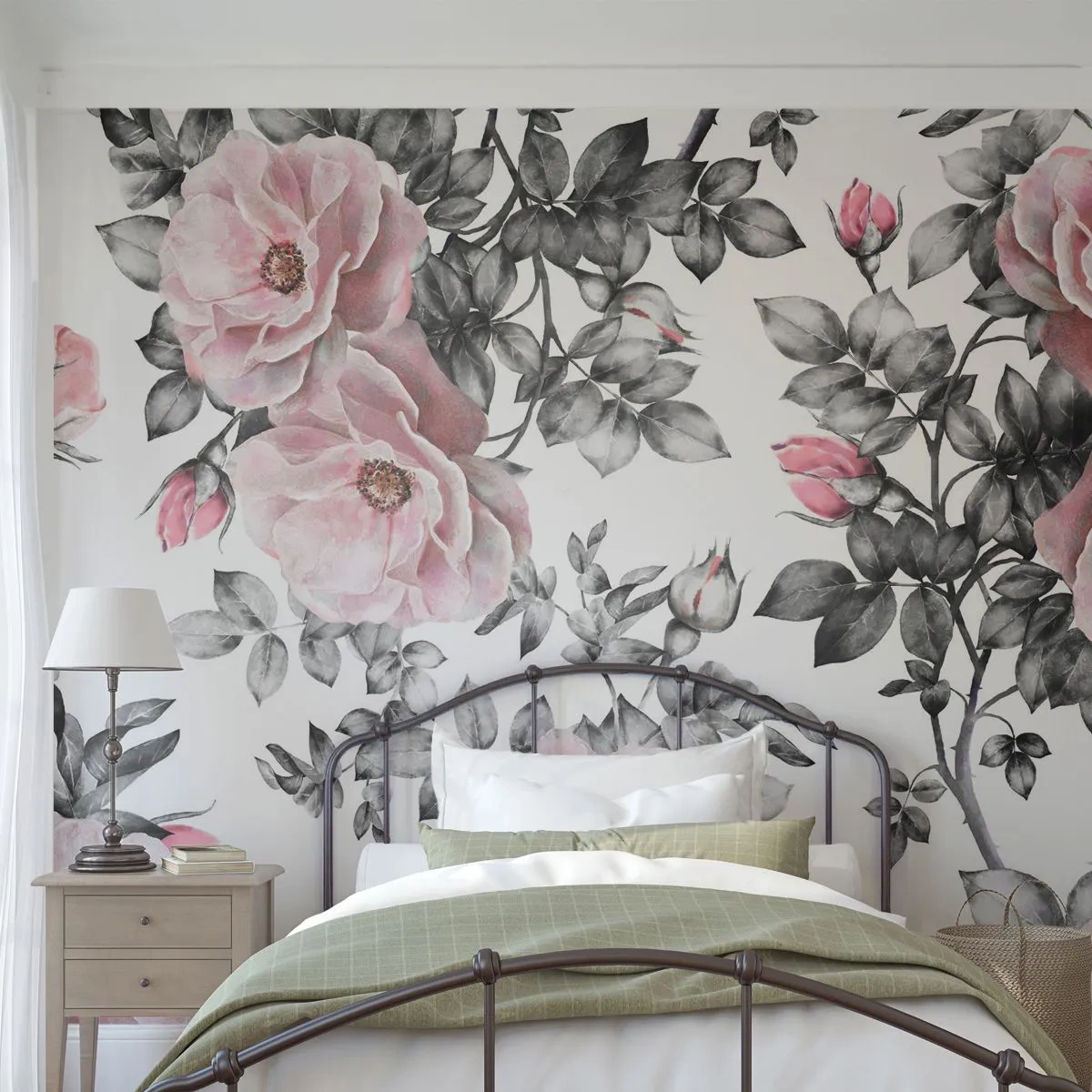 Fotomural Premium Sand - Entre las rosas - flores, Rosa, Jardín - 350x256 cm