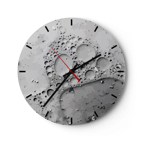 Reloj de pared - Reloj de vidrio - La superficie lunar con grandes cráteres en tonos grises. - 30x30cm - Rastro espumoso - Decoración de pared moderna para salón, cocina y dormitorio ARTTOR