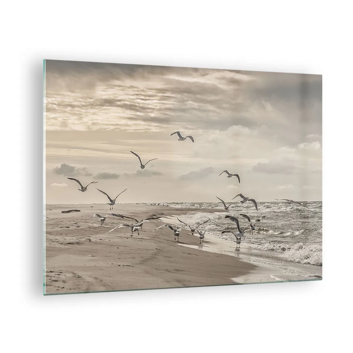 Cuadro sobre vidrio - Impresiones sobre Vidrio - El sonido del mar, el canto de los pájaros - 70x50 cm