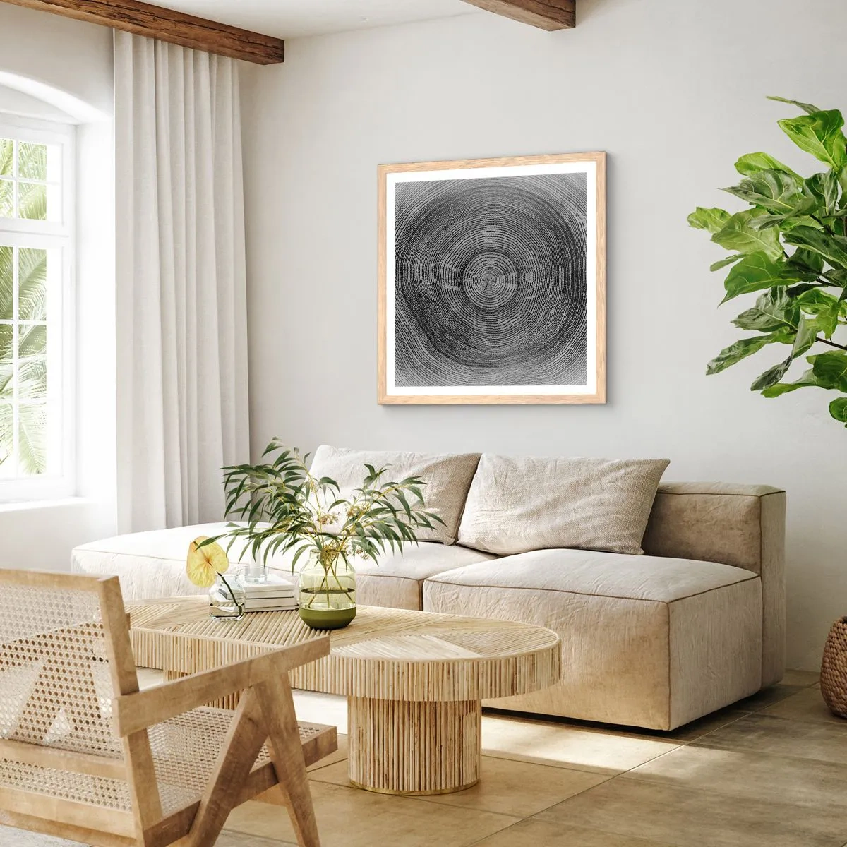 Póster en marco roble claro - El paso del tiempo - 40x40 cm