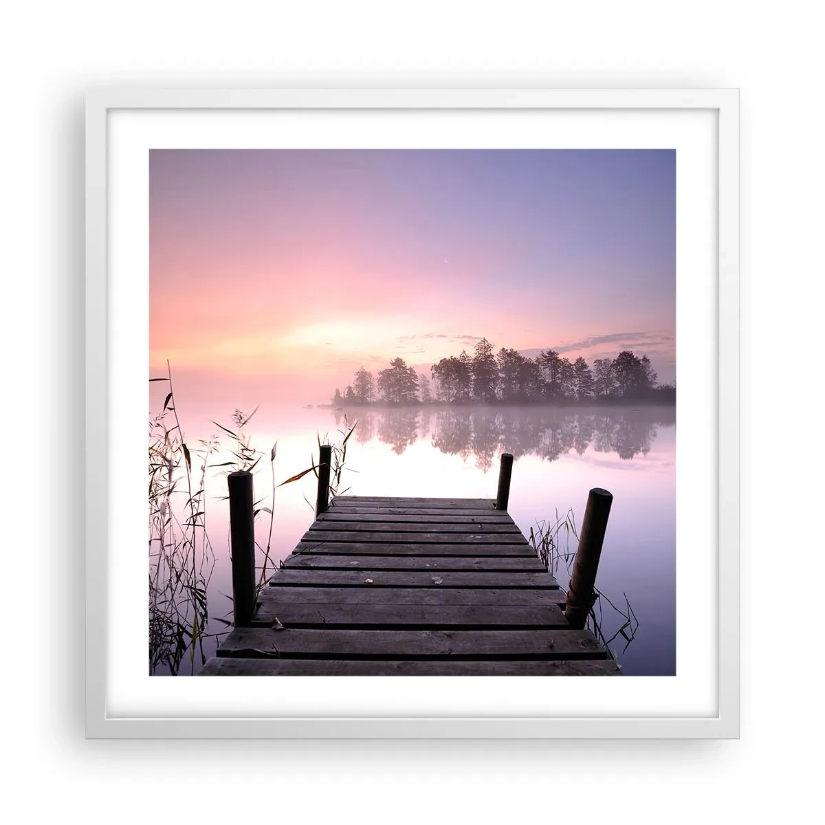 Póster en marco blanco - De la niebla lila... - 50x50 cm