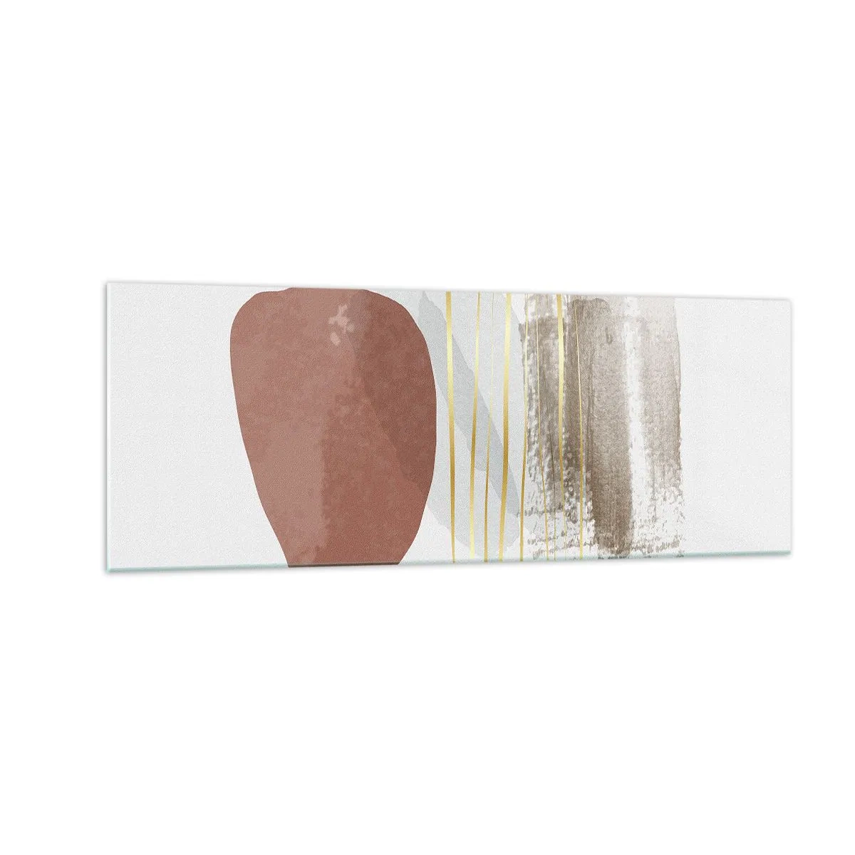 Cuadro sobre vidrio - Impresiones sobre Vidrio - Composición abstracta en tonos beige y dorados. - 140x50cm - Una columnata abstracta - Decoración de pared moderna para salón y dormitorio ARTTOR