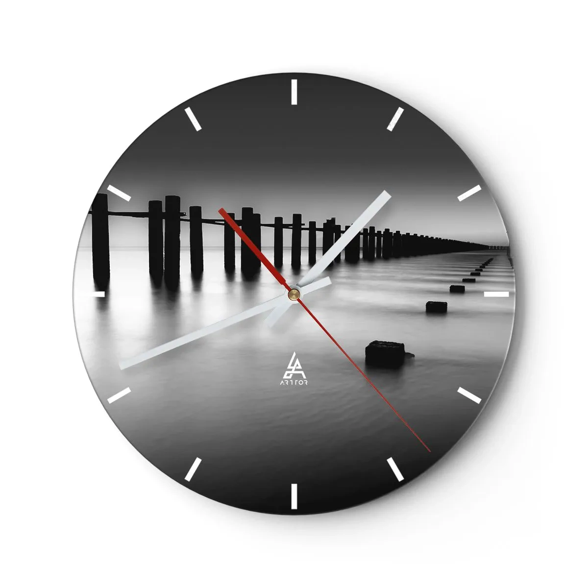 Reloj de pared - Reloj de vidrio - Valles grises en la niebla - 40x40 cm