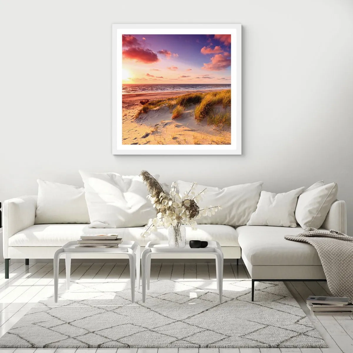 Póster en marco blanco - Se siente la brisa veraniega - 60x60 cm