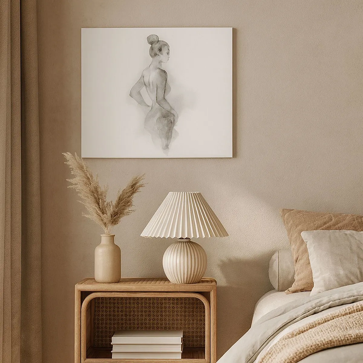 Cuadro sobre lienzo - Impresión de Imagen - Boceto en acuarela de una silueta femenina - 70x50cm - Tan hermosa como la pintura - Decoración de pared moderna para salón y dormitorio ARTTOR