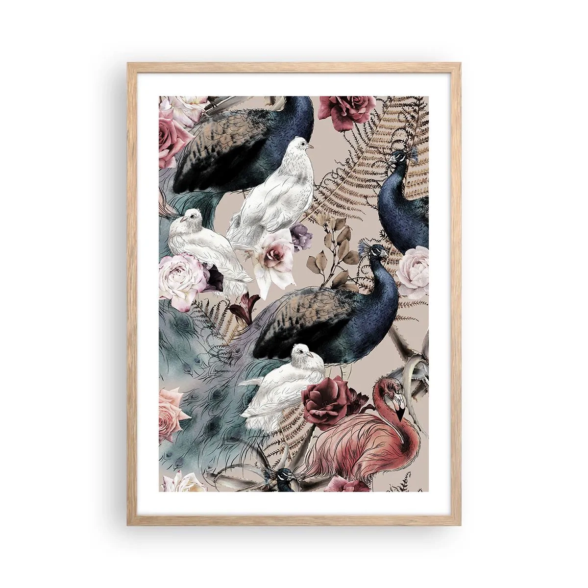 Póster en marco roble claro - En un jardín de palacio - 50x70 cm