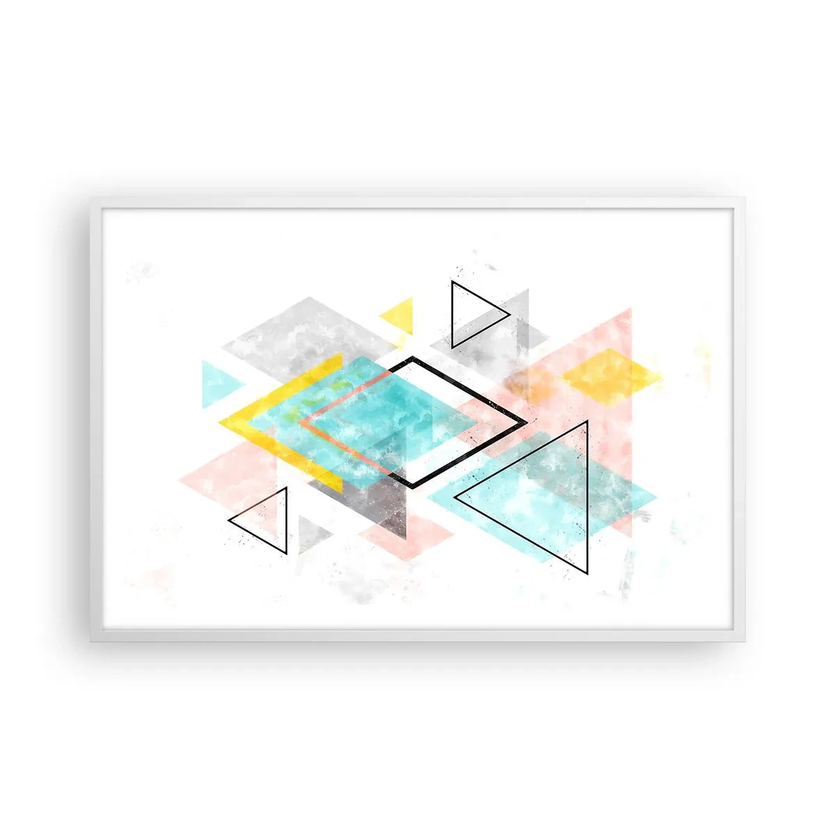 Póster en marco blanco - Un juego geométrico - 91x61 cm