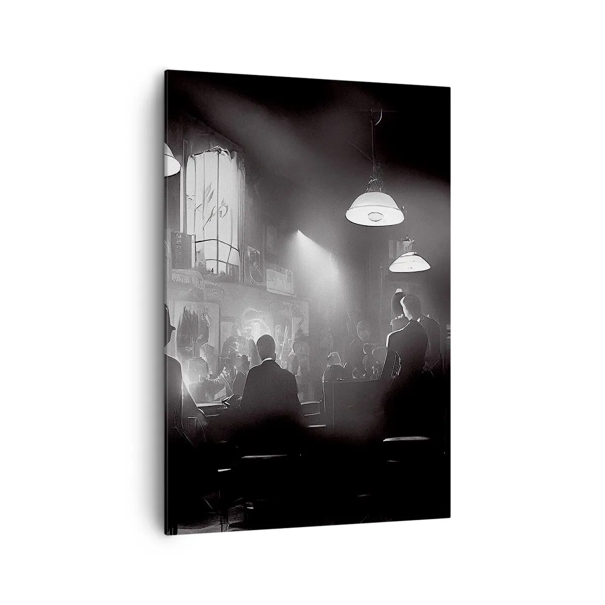 Cuadro sobre lienzo - Impresión de Imagen - Escena de clubes nocturnos de jazz en blanco y negro - 70x100cm - En clave de jazz - Decoración de pared moderna para salón y dormitorio ARTTOR
