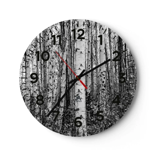 Reloj de pared - Reloj de vidrio - Columnas de abedules - 40x40 cm