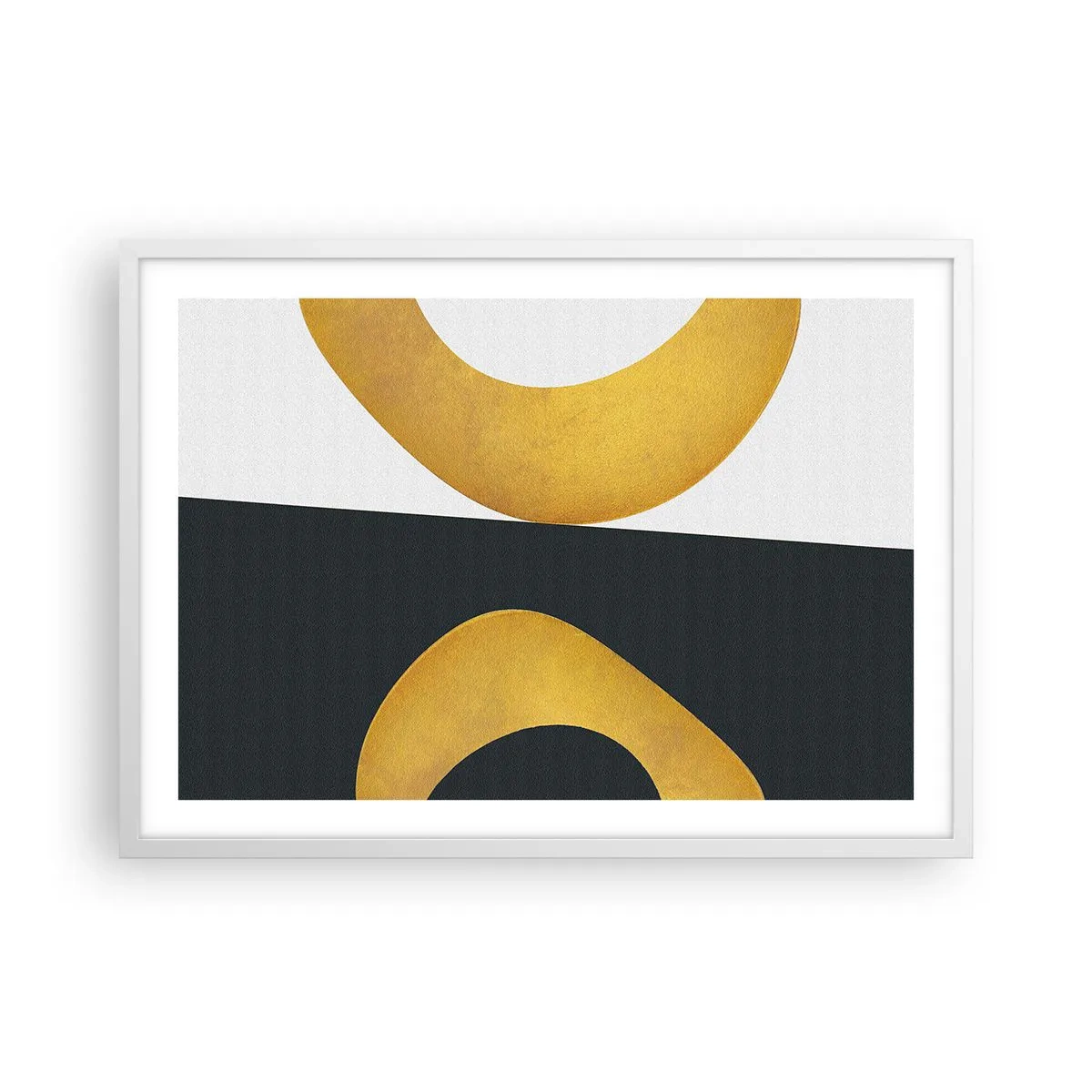 Póster en marco blanco - Blanco, negro, dorado - 70x50 cm