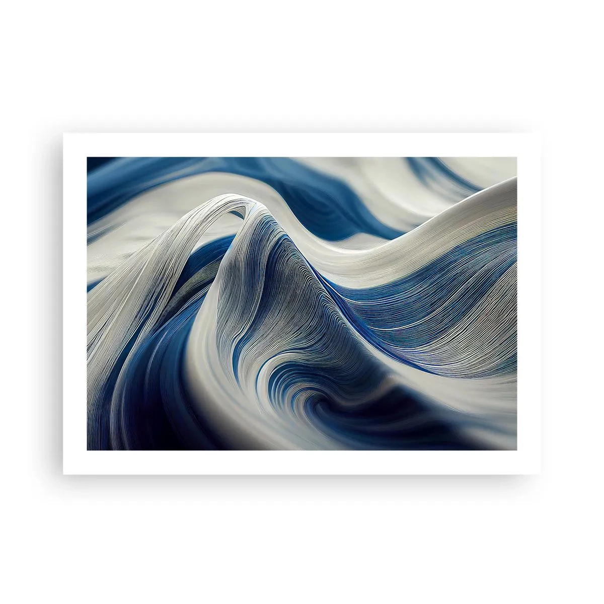 Póster - Fluidez de azul y blanco - 70x50 cm