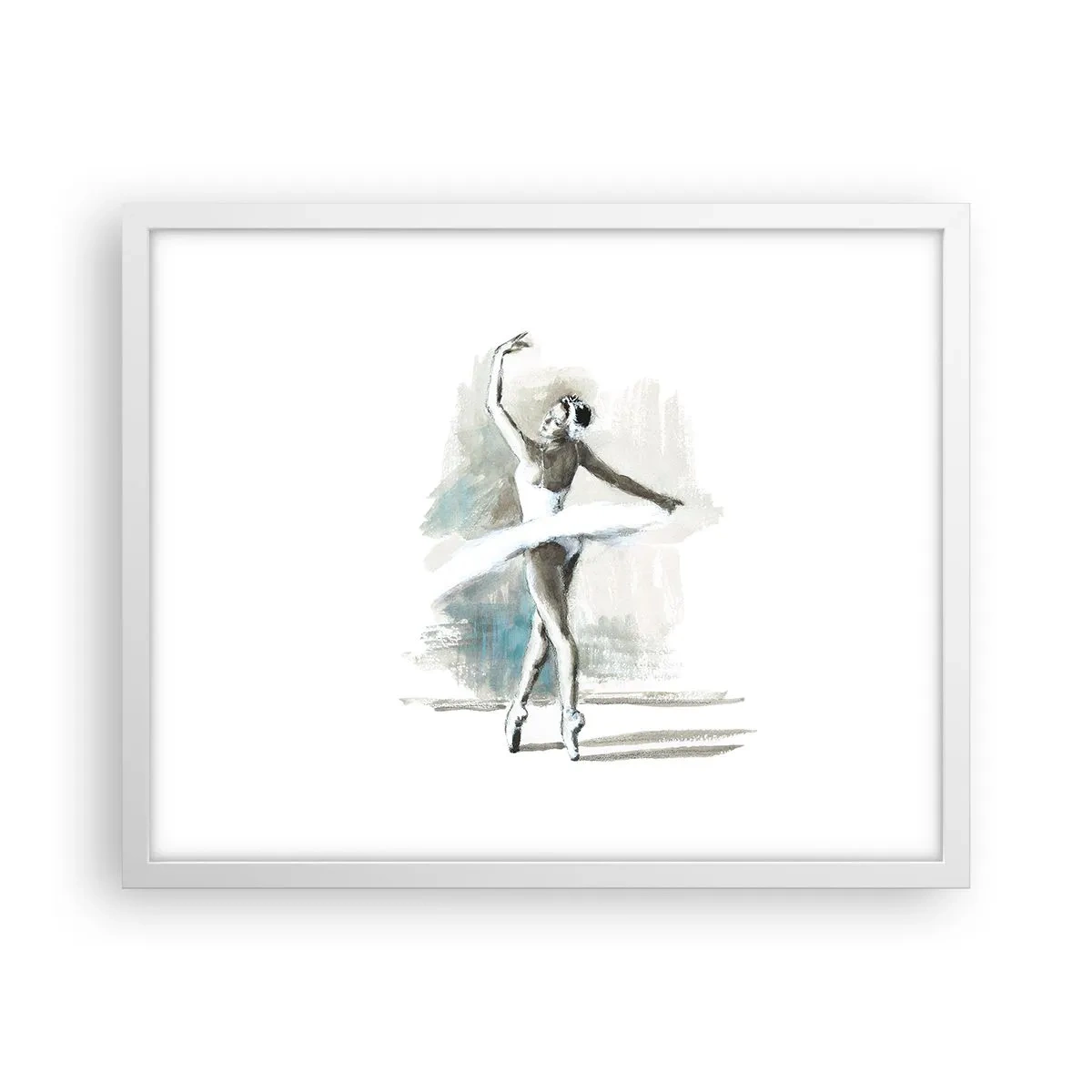 Póster en marco blanco - Encantada por un cisne - 50x40 cm