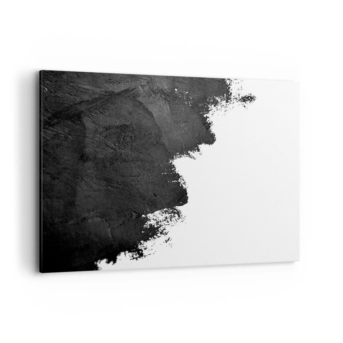 Cuadro sobre lienzo - Impresión de Imagen - Abstracción en blanco y negro con pinceladas contrastantes. - 120x80cm - Elementos: tierra - Decoración de pared moderna para salón y dormitorio ARTTOR