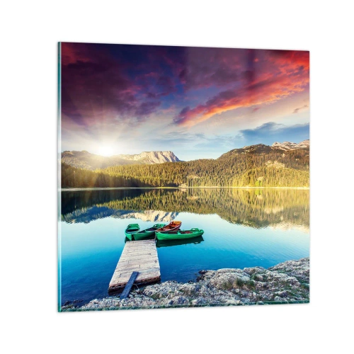 Cuadro sobre vidrio - Impresiones sobre Vidrio - Sobre el agua tan suave como un espejo - 70x70 cm