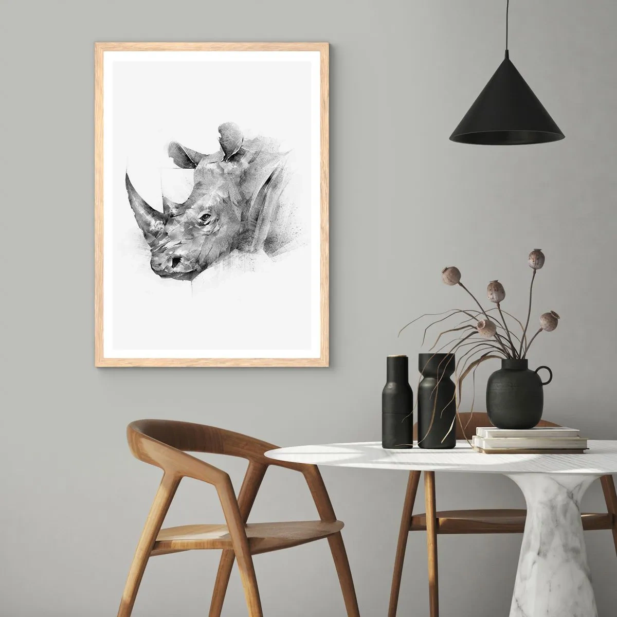 Póster en marco roble claro - Retrato africano - 40x50 cm