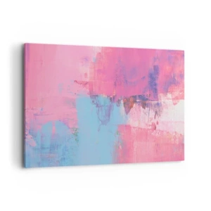 Cuadro sobre lienzo - Impresión de Imagen - Composición abstracta en rosa y azul. - 100x70cm - Rosa, azul y una pizca de luz - Decoración de pared moderna para salón y dormitorio ARTTOR